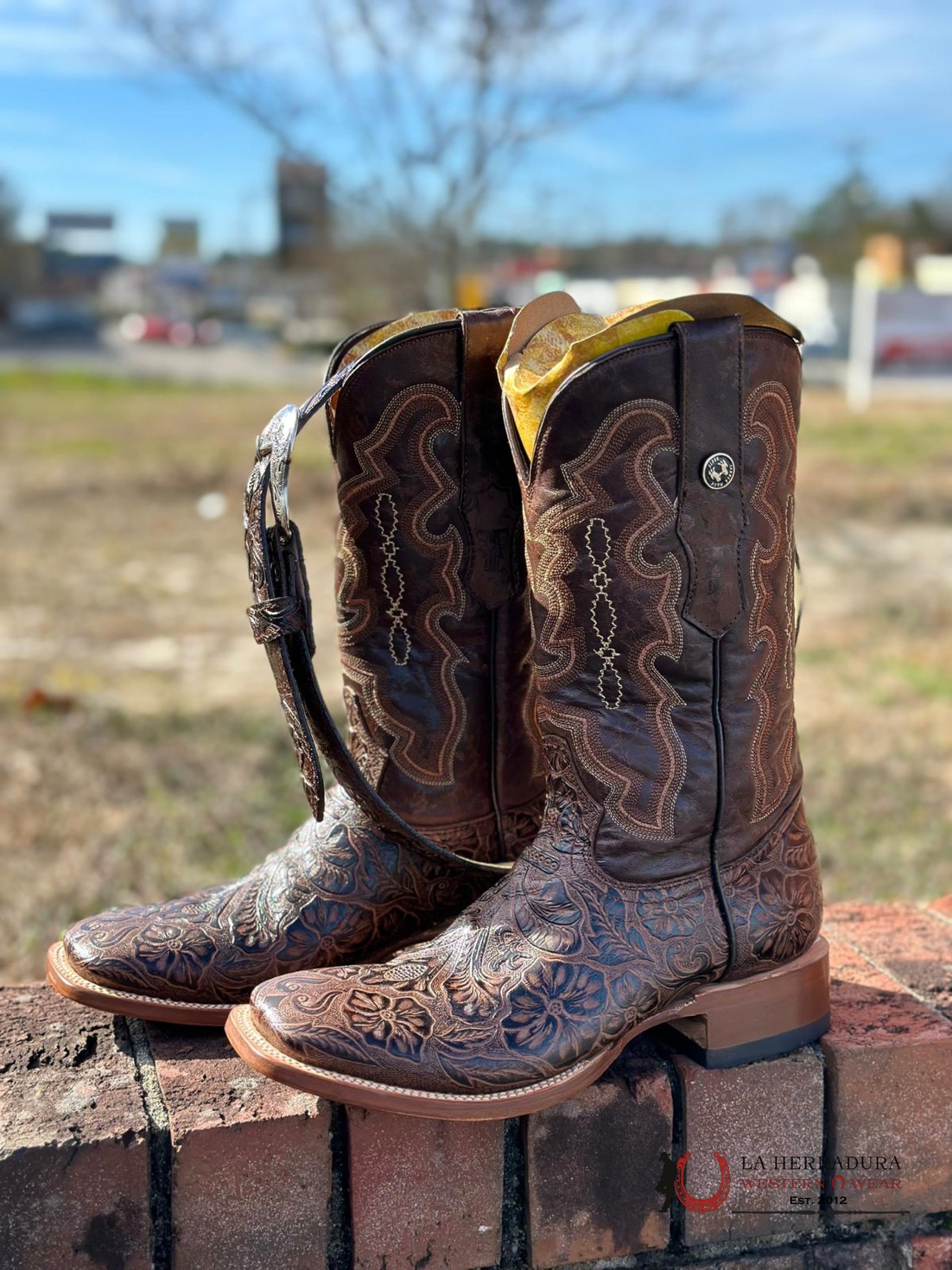 Tanner Mark Men Boot Hand Tooled Brown Botas Hombres