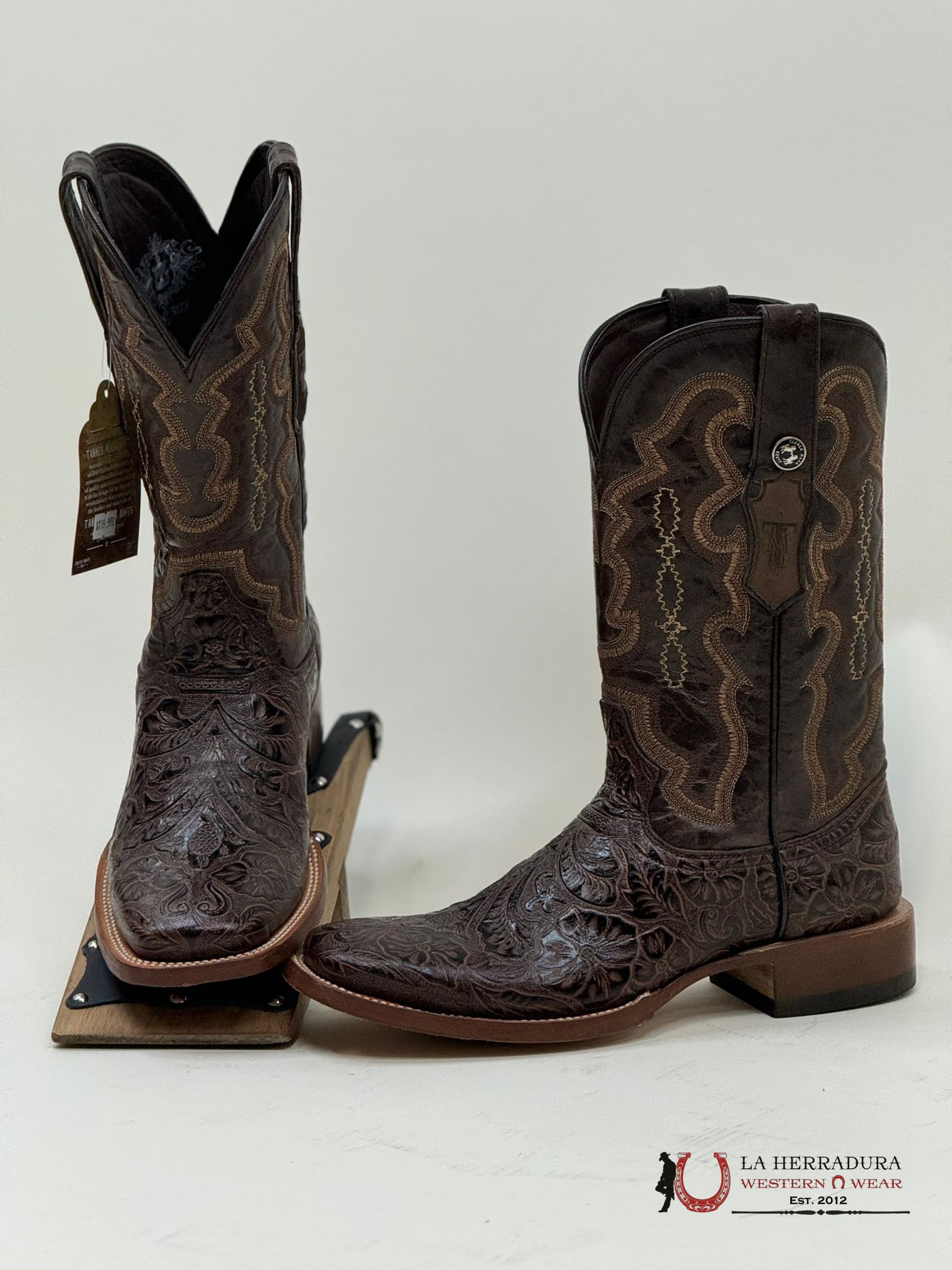Tanner Mark Men Boot Hand Tooled Brown Botas Hombres