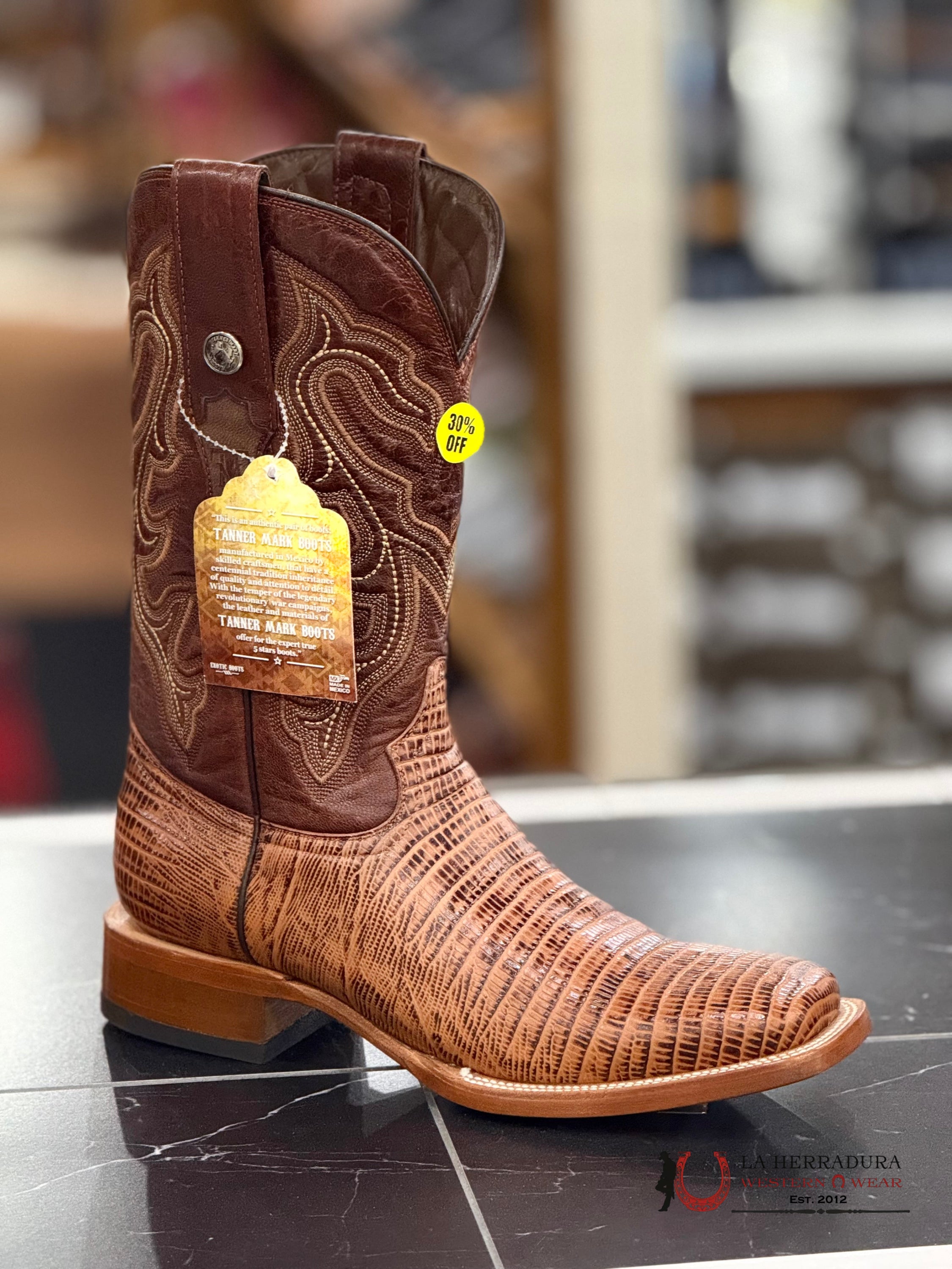 TANNER MARK MEN’s Fruit Lizard Vidriado FUEGO COGNAC - TM200970 BOTAS HOMBRES