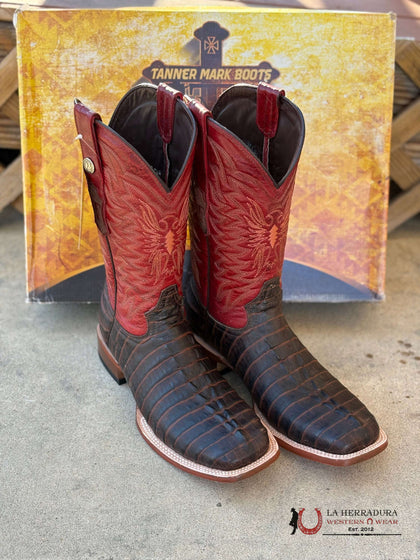 TANNER MARK MENS PRINT CAIMAN TAIL MATTEE BROWN FANGO RED TOP- 205538