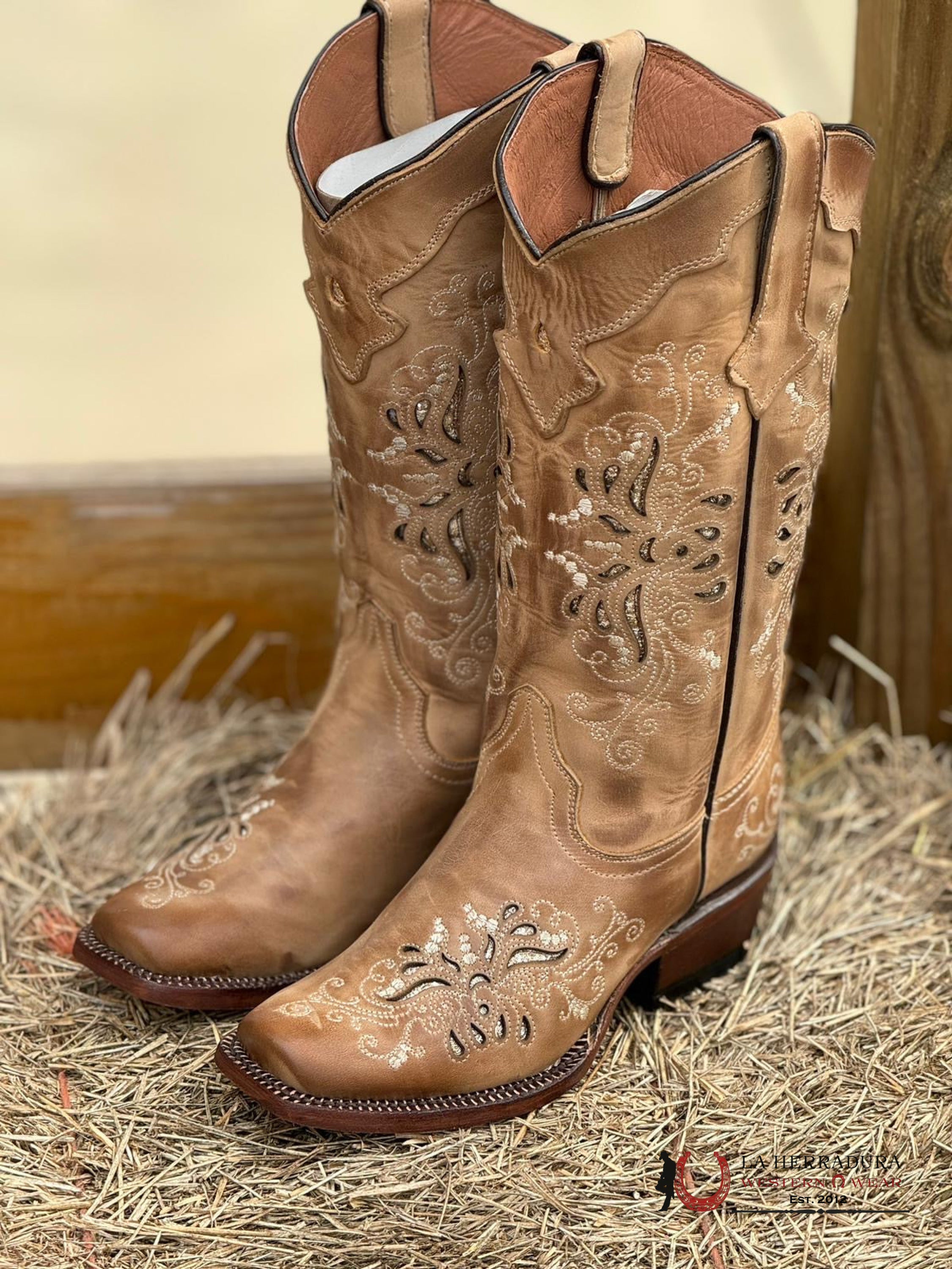 Tanner Mark Mesquite Sand With Brown Butterfly Inlay 205060 Botas Mujeres