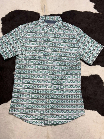CAMISA AZTECA CORTA AZUL TEAL PGS10206