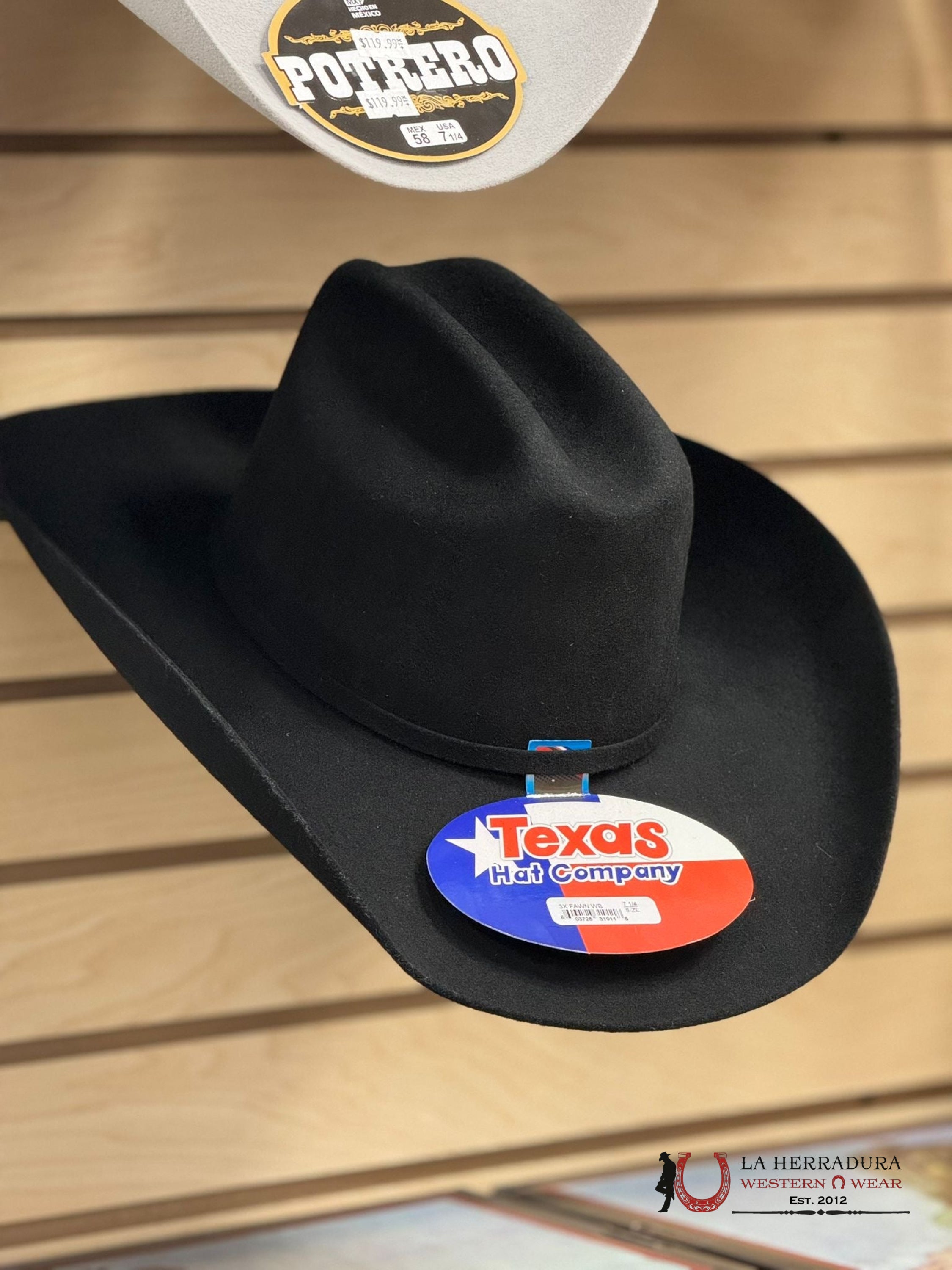 Texas Hat Company 3X Black Felt Tejana