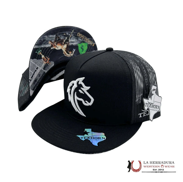 TEXAS HORN CAPS BLACK style 7 WHITE