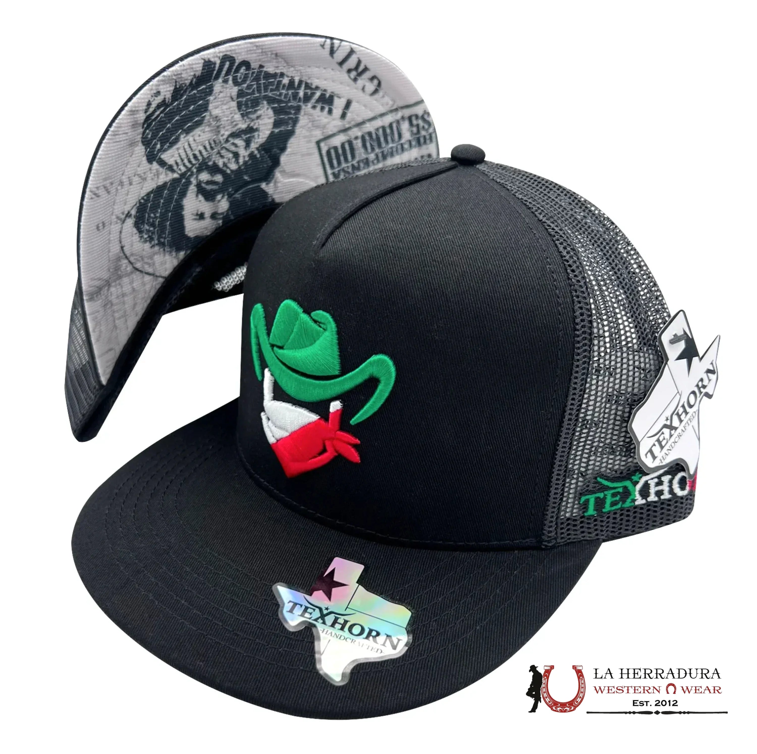 TEXAS HORN CAPS BLACK style 8 GREEN