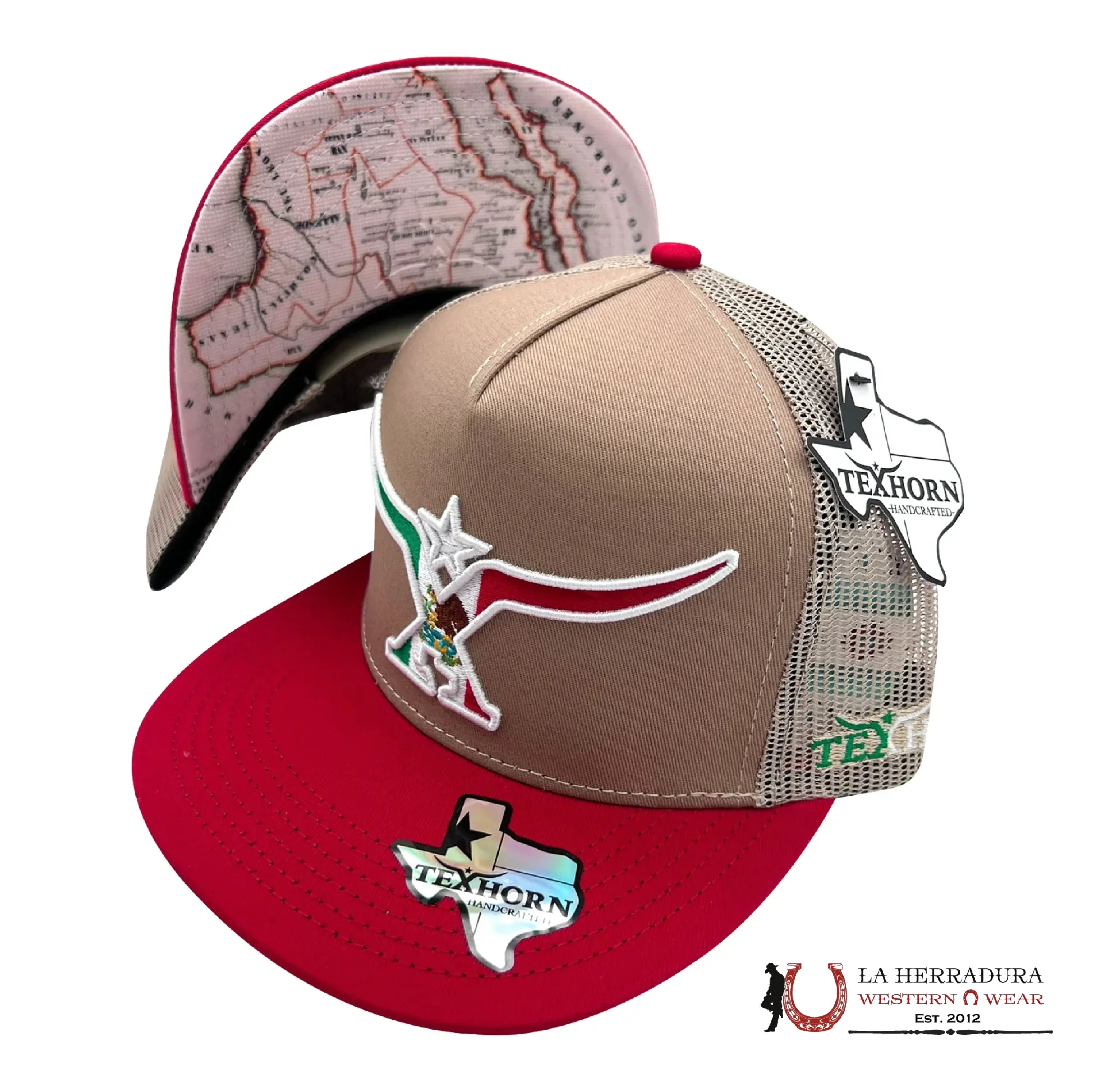 TEXAS HORN CAPS TAN Style 9 RED