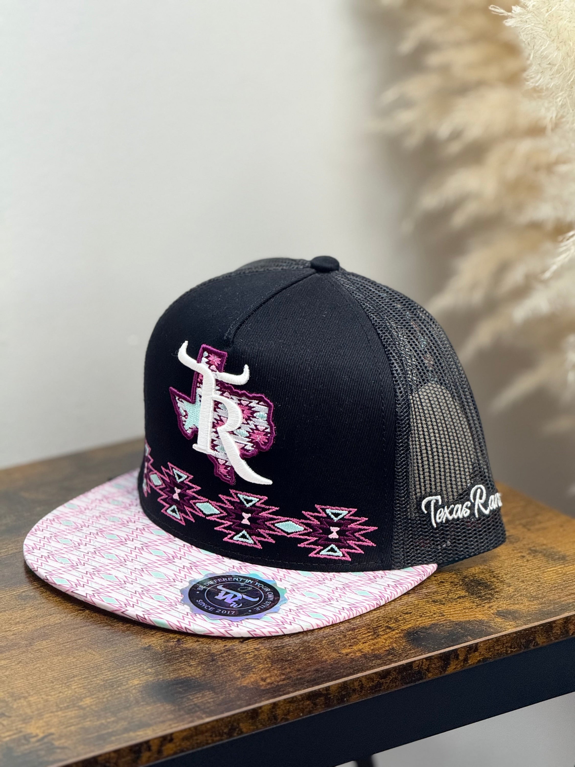 TEXAS RANCH BLACK Style 013 morado con blanco hat CAPS MENS GORRAS HOMBRES