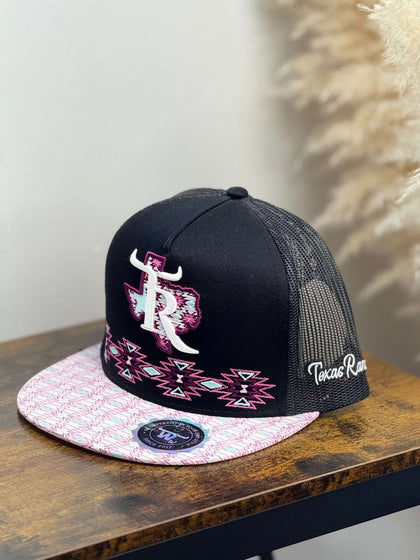 TEXAS RANCH BLACK Style 013 morado con blanco hat