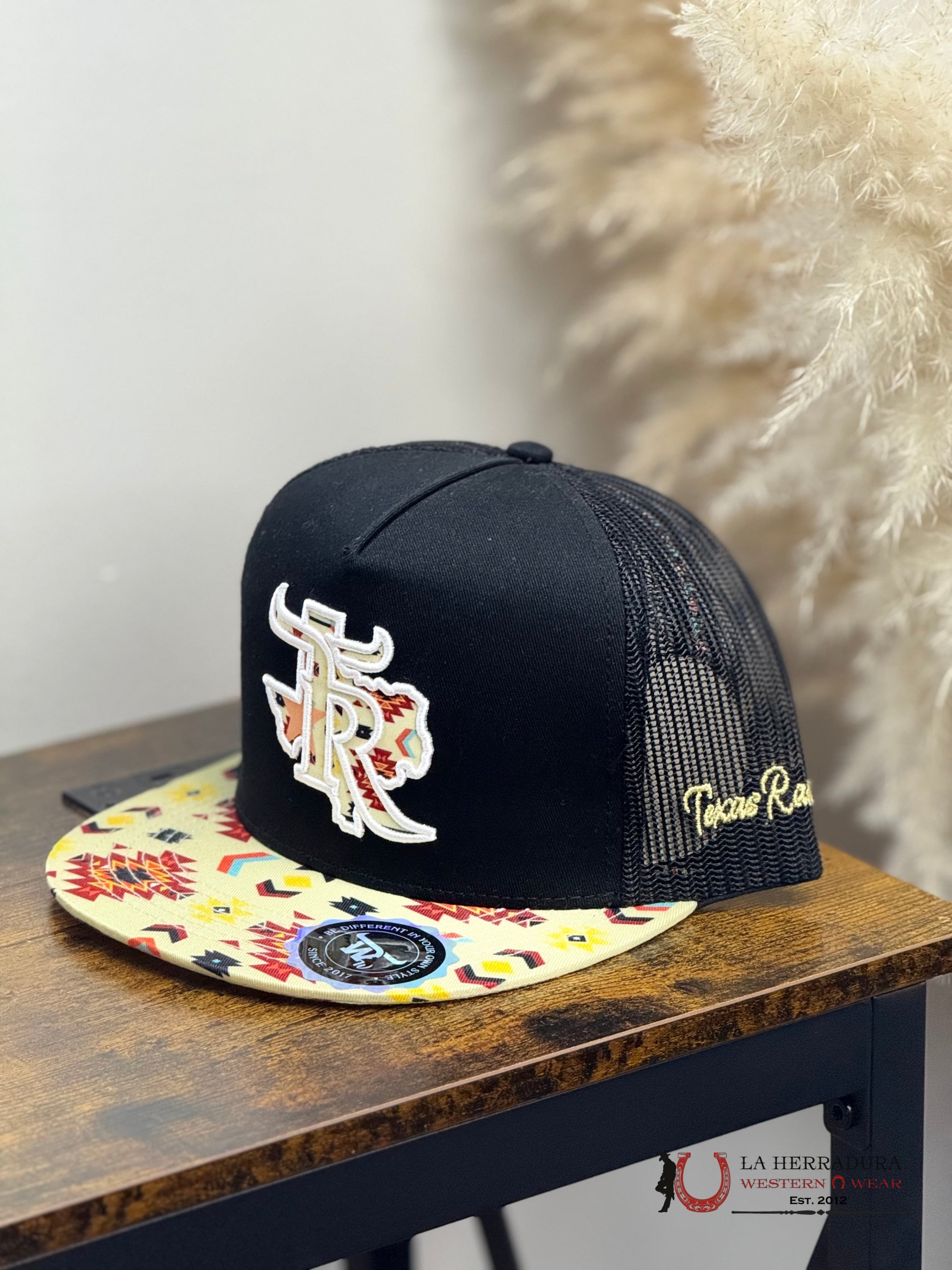 TEXAS RANCH BLACK Style 015 amarillo con blanco hat CAPS MENS GORRAS HOMBRES