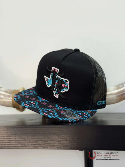 TEXAS RANCH BLACK Style 017 AZUL CON MORADO hat
