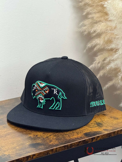 TEXAS RANCH BLACK Style 02 Bisonte verde hat