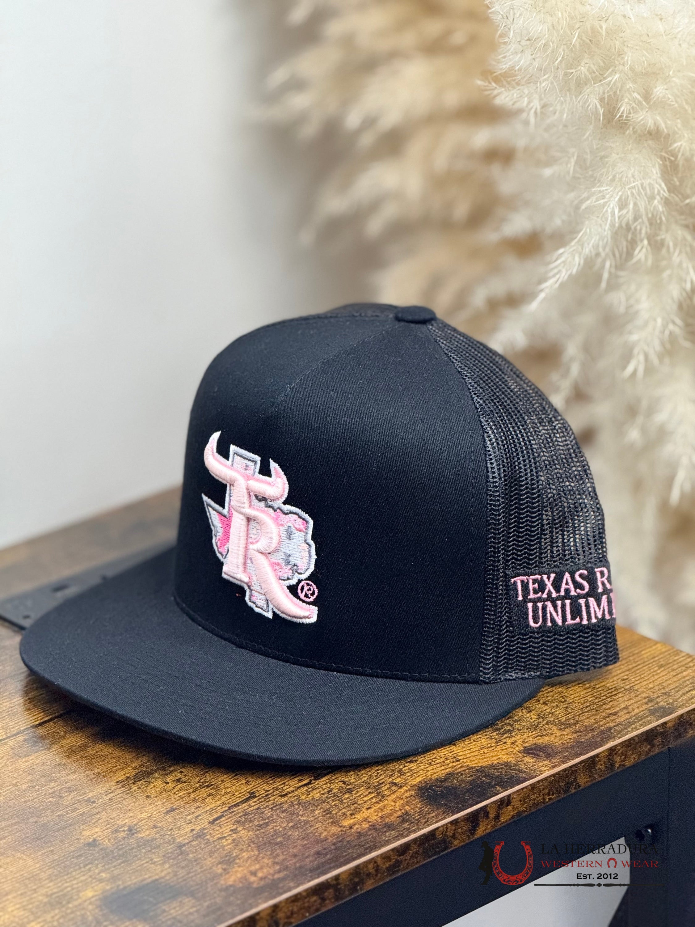 TEXAS RANCH BLACK Style 08 rosa con blanco hat CAPS MENS GORRAS HOMBRES