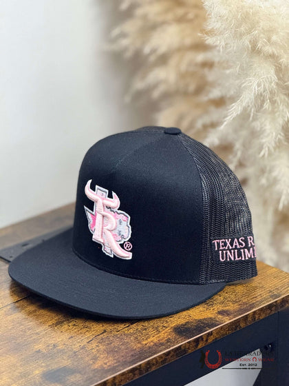 TEXAS RANCH BLACK Style 08 rosa con blanco hat
