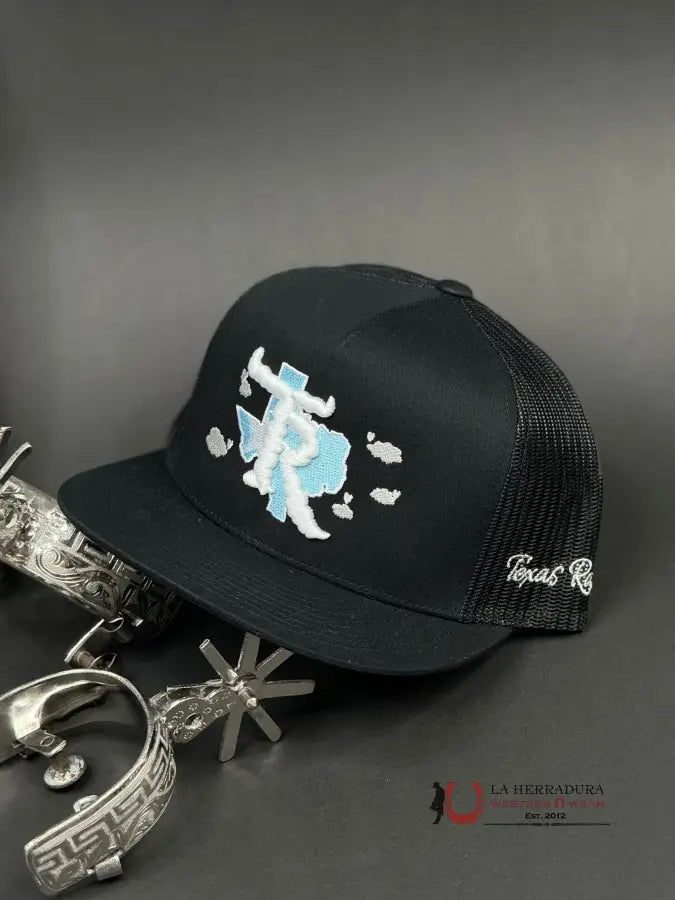 Texas Ranch Cloud Sky Blue Black Cap Caps Mens Gorras Hombres