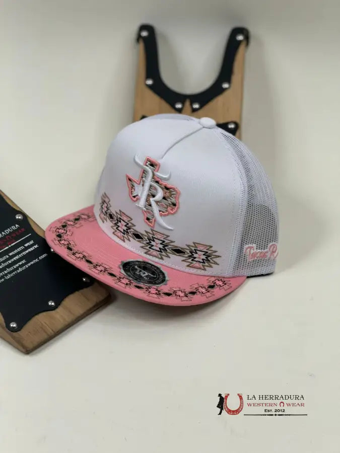 Texas Ranch Pink Aztec White Cap Caps Mens Gorras Hombres