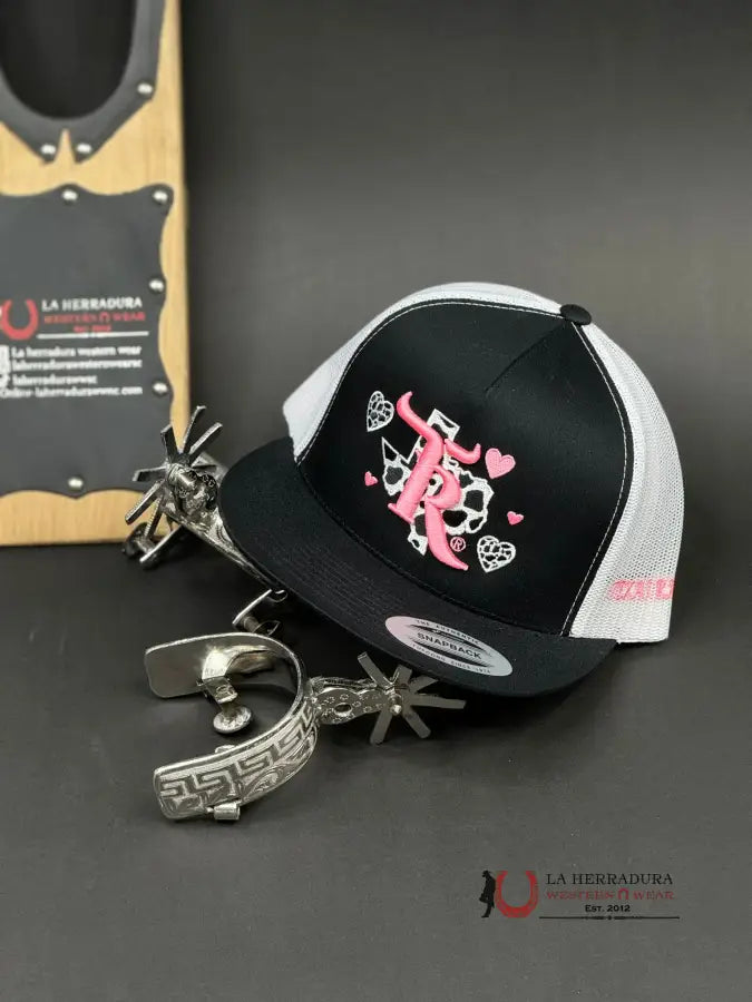 Texas Ranch Pink Logo Cow Print Black Cap Caps Mens Gorras Hombres