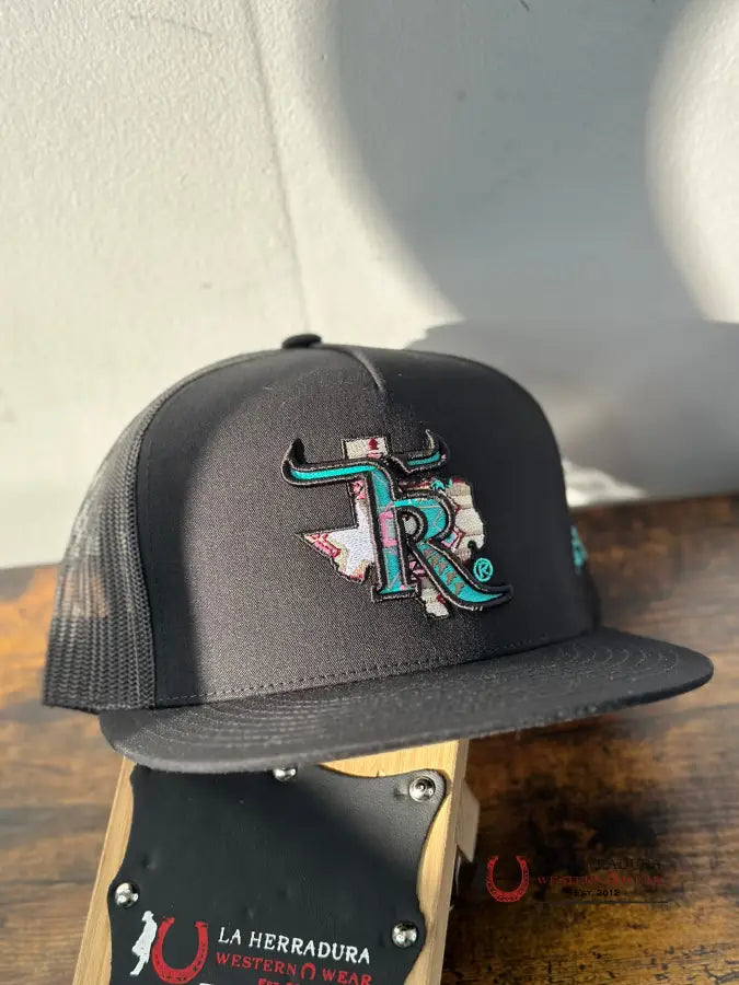 Texas Ranch Teal Aztec Black Cap Caps Mens Gorras Hombres