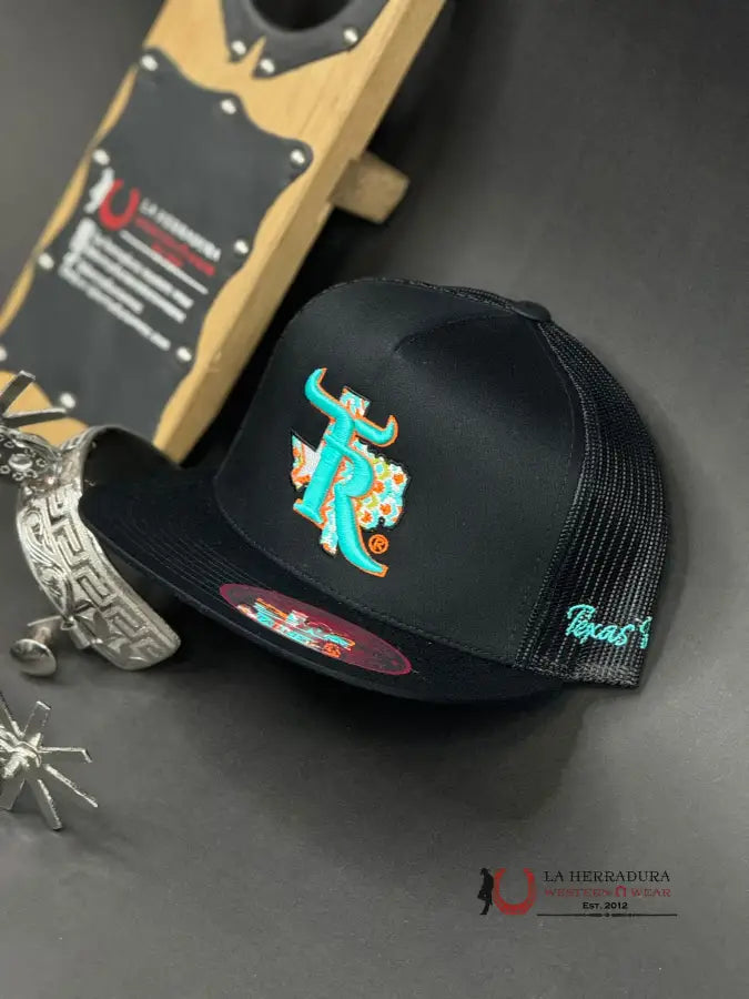 Texas Ranch Teal Logo Black Cap Caps Mens Gorras Hombres