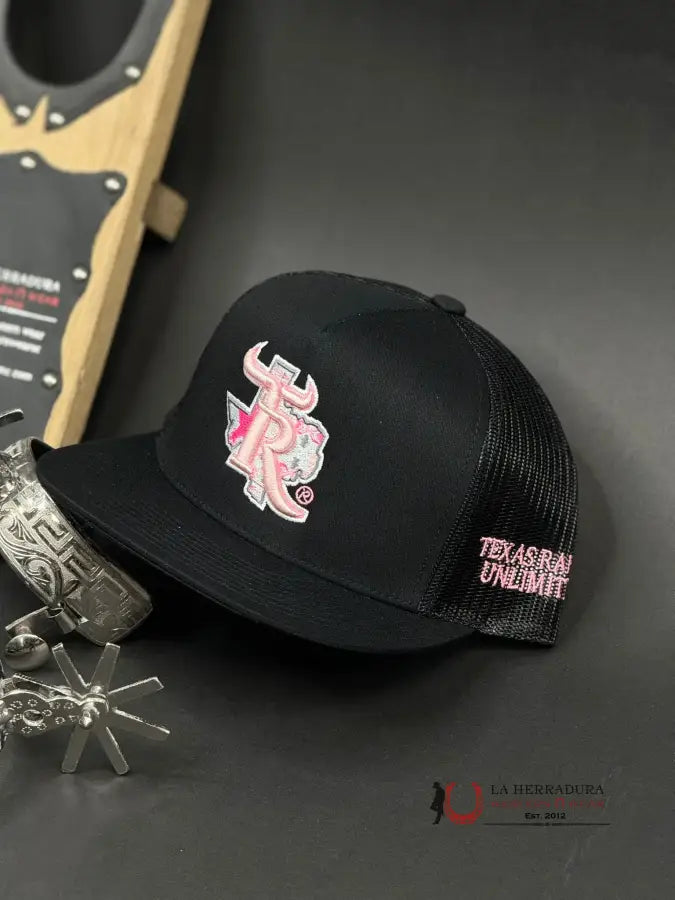 Texas Ranch Unlimited Baby Pink Black Cap Caps Mens Gorras Hombres