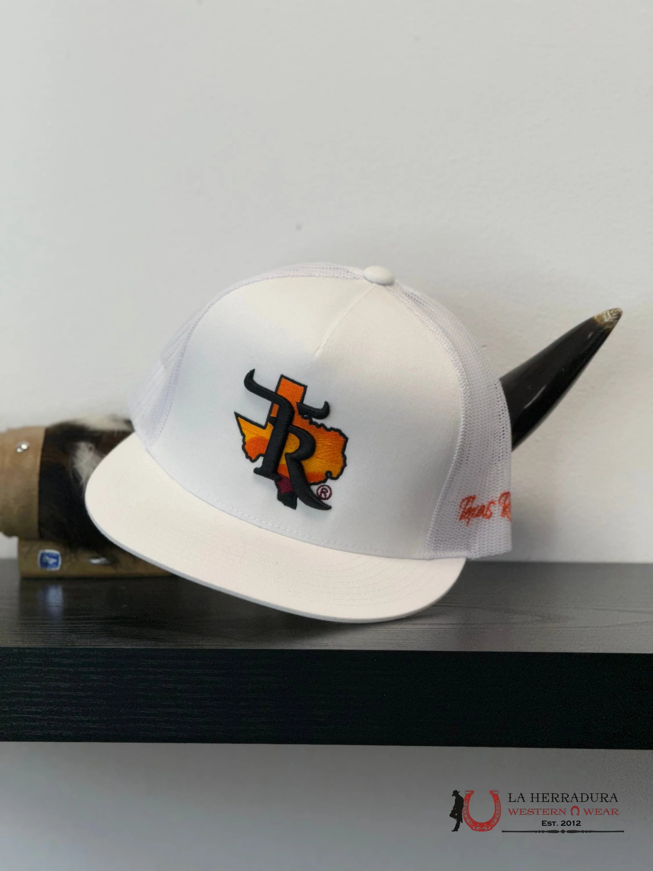 TEXAS RANCH white Style 01 anaranjado con negro CAPS MENS GORRAS HOMBRES