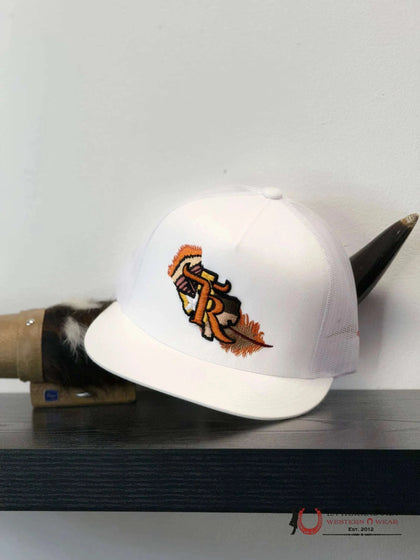 TEXAS RANCH white Style 010 pluma con anaranjado hat
