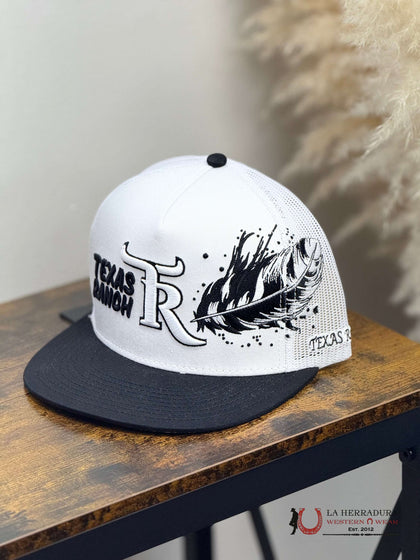 TEXAS RANCH white Style 015 pluma negro con blanco hat