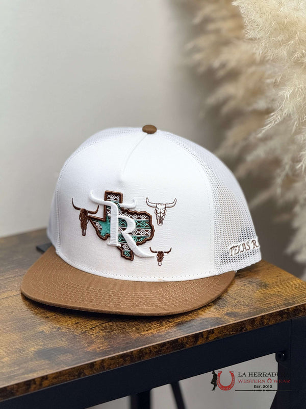 TEXAS RANCH white Style 022 blanco con azul hat