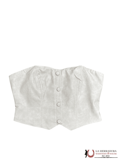 TICTOC TOP CORSETERO DE PIEL SINTÉTICA BEIGE CON BOTONES