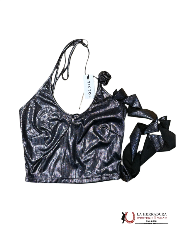 TICTOC Top corto negro brillante TC29646
