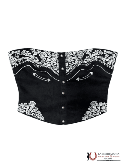 TICTOC TOP NEGRO LUZ BEIGE BORDADO TA30268