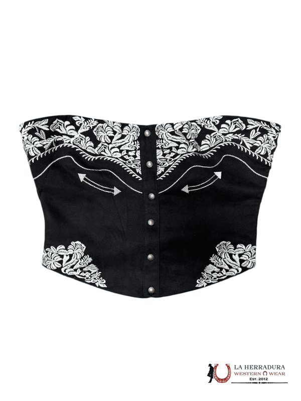 TICTOC TOP NEGRO LUZ BEIGE BORDADO TA30268
