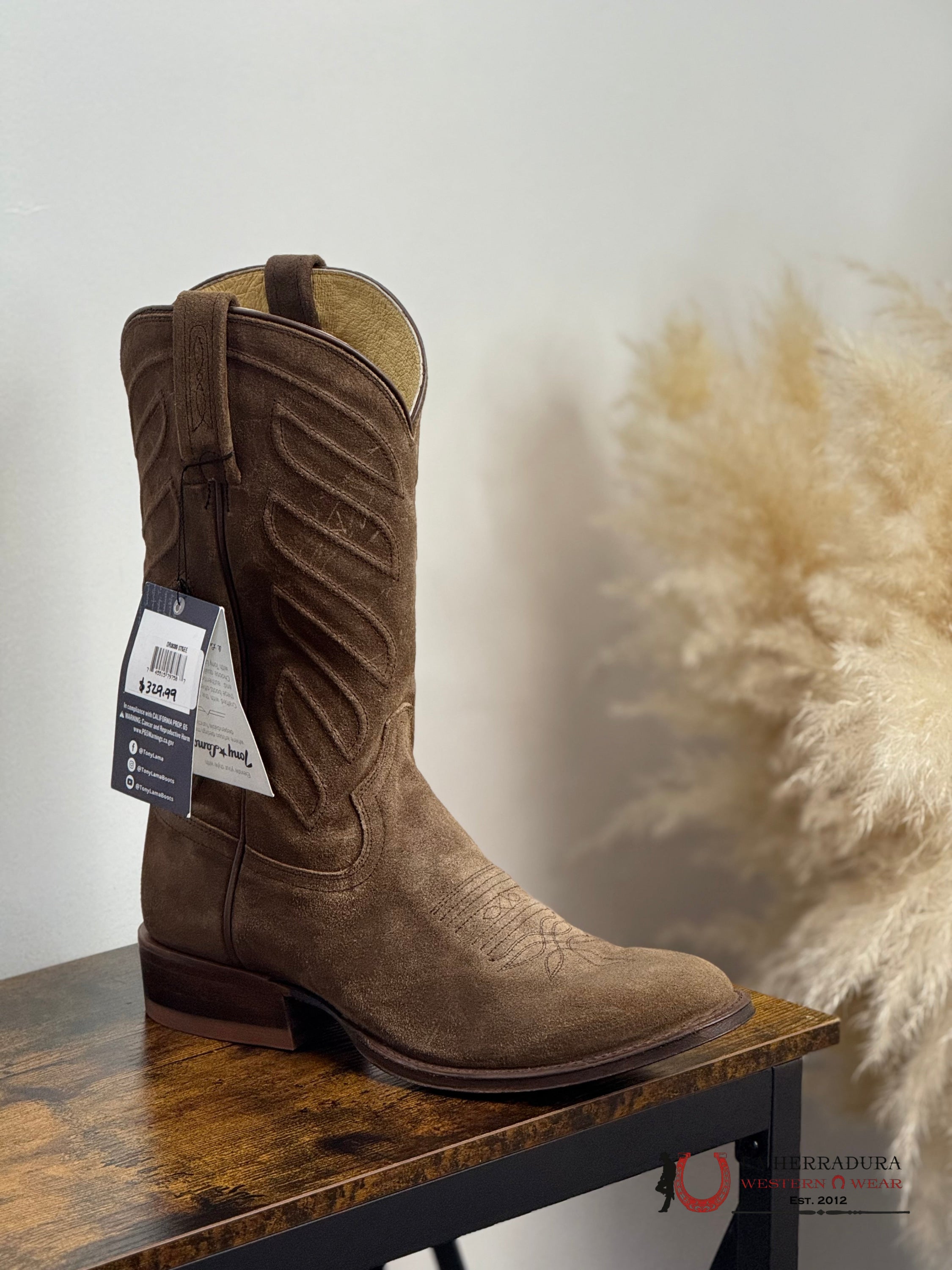 TONY LAMA AMADO DESERT TAN SUEDE ROUND TOE EE #DR3039 BOTAS HOMBRES