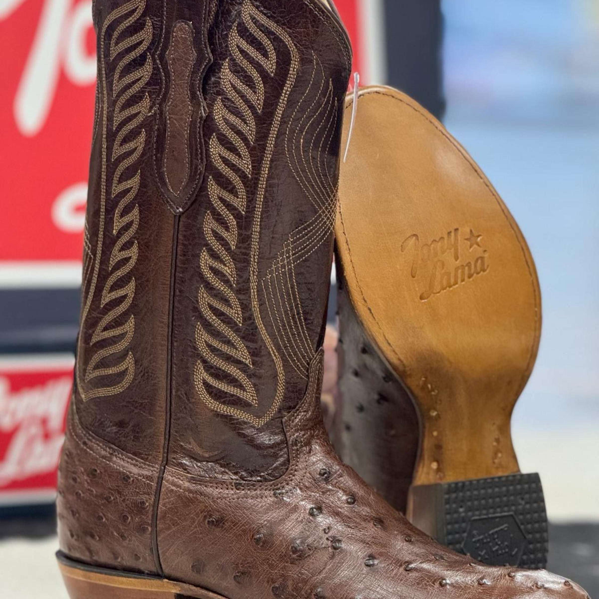 TONY LAMA MCCANDLES CHOCOLATE BROWN FULL QUILL OSTRICH #8256