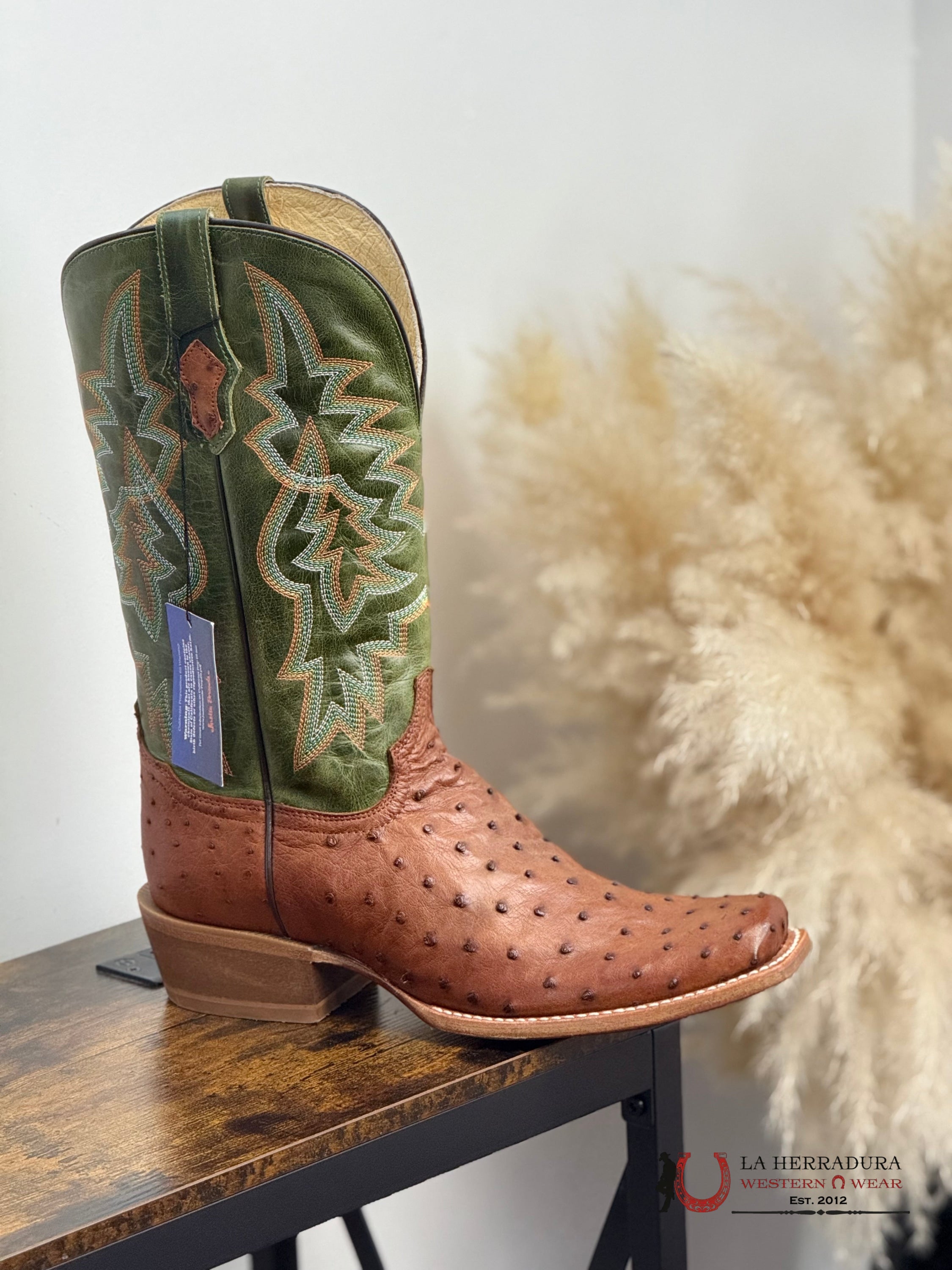 TONY LAMA RYLEN BRANDY FULL QUILL OSTRICH #SA8268 BOTAS HOMBRES