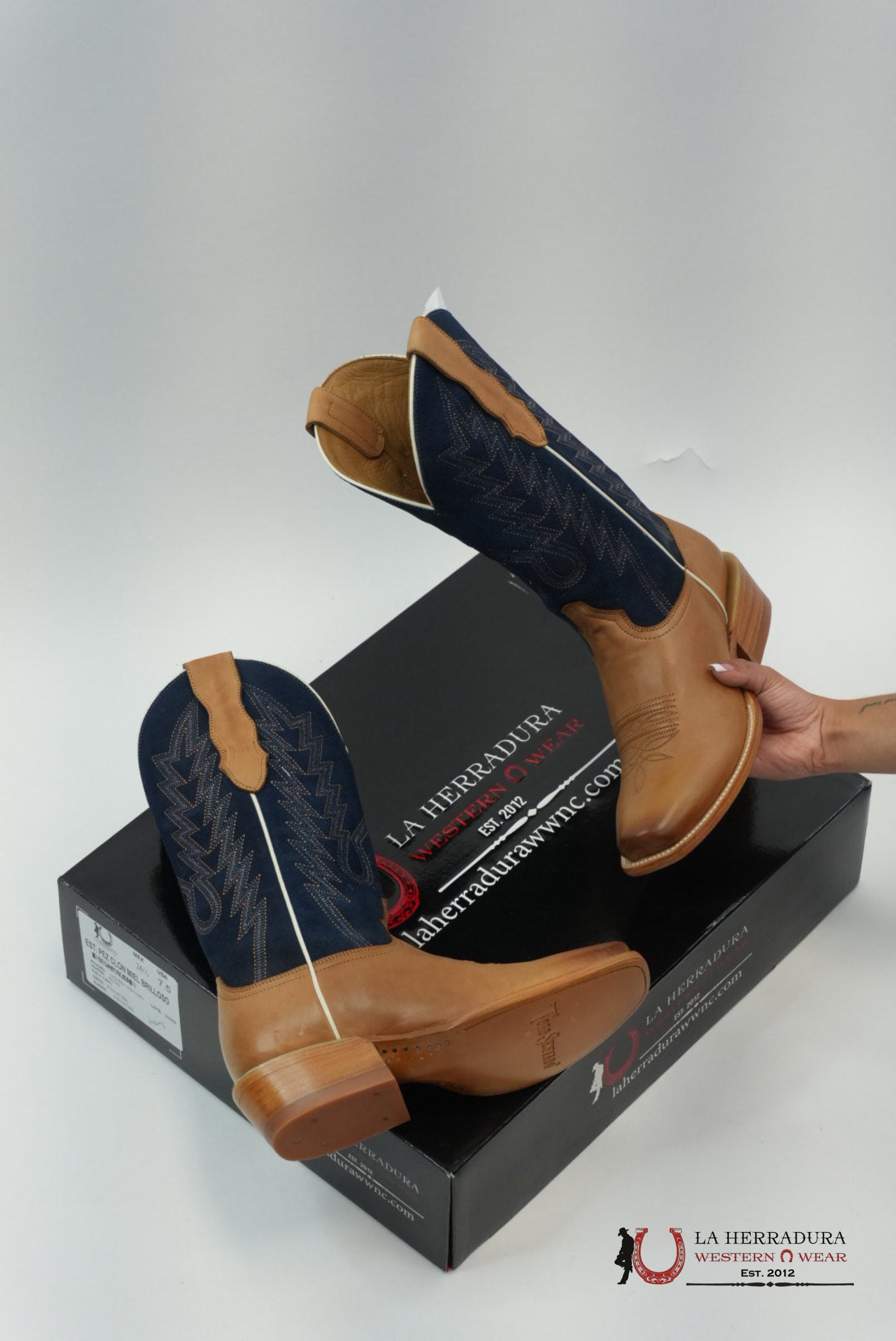 TORO SENTADO CLAYTON GOLD/GAMUZA AZUL MARINO BOTAS HOMBRES