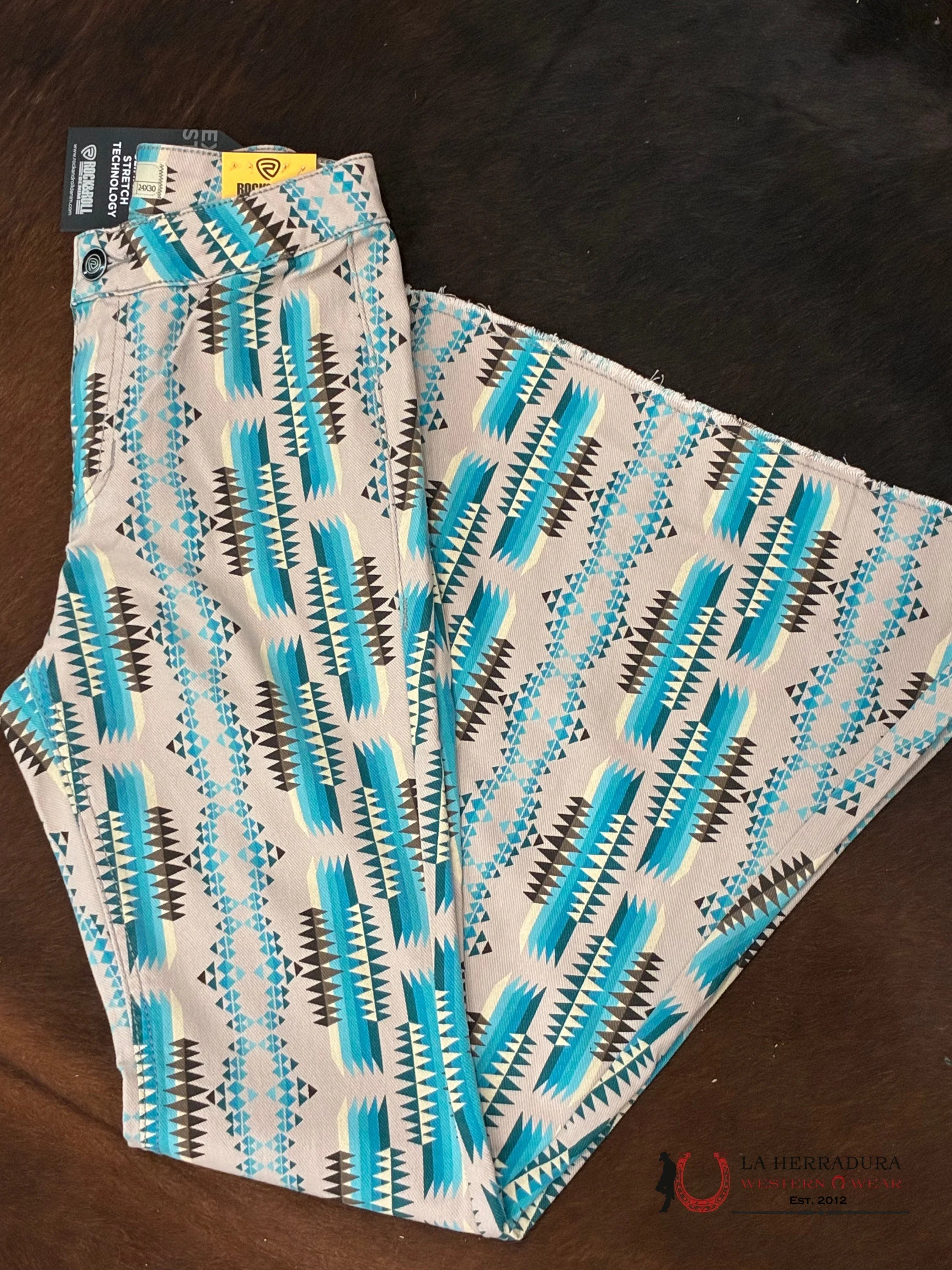 TURQ AZTEC BELL BOTTOM- RRWD7PRAT ROPA MUJERES