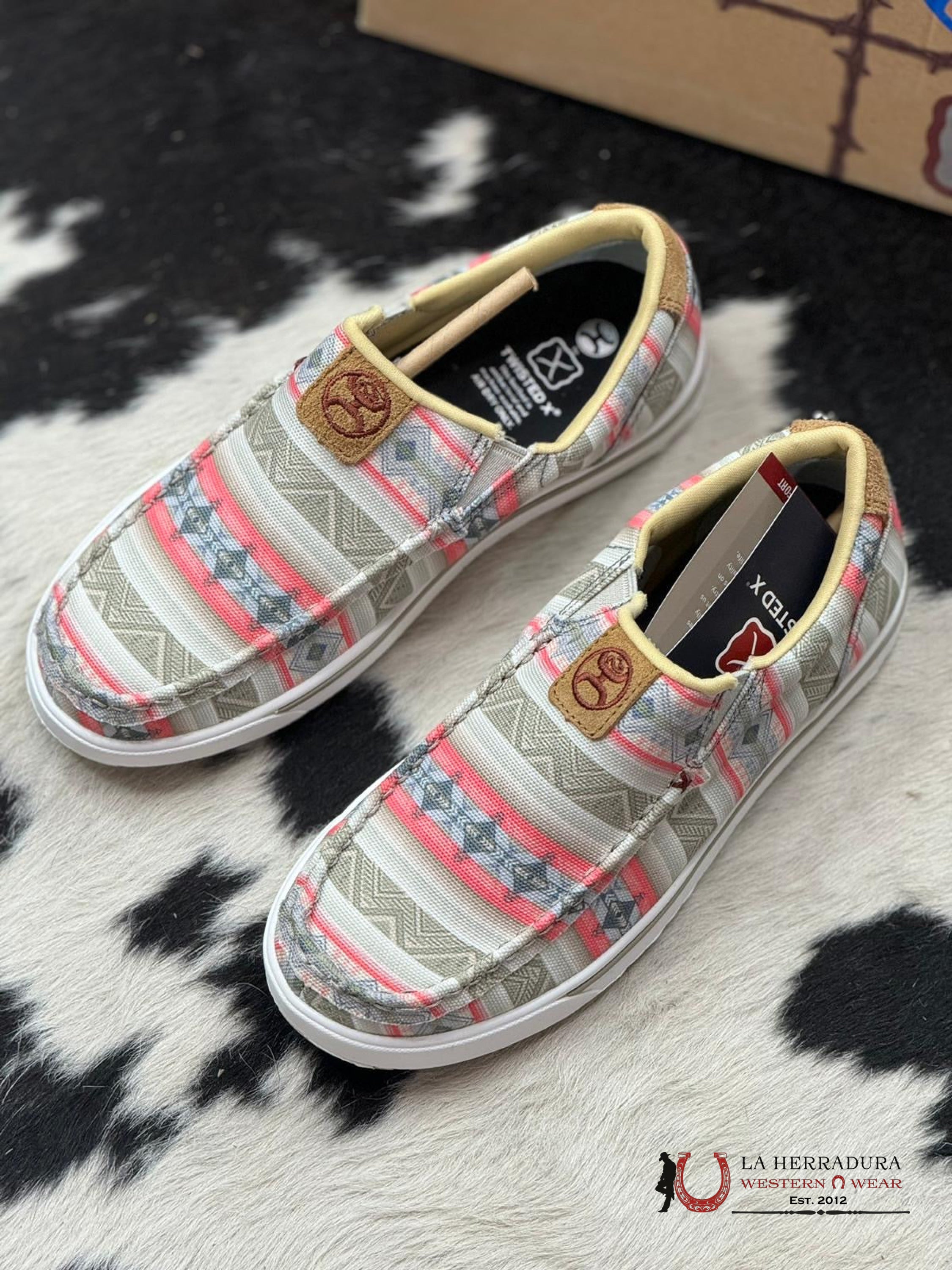 Zapatos Twisted X Hooey Slip On Loper Pink Multi Mujeres