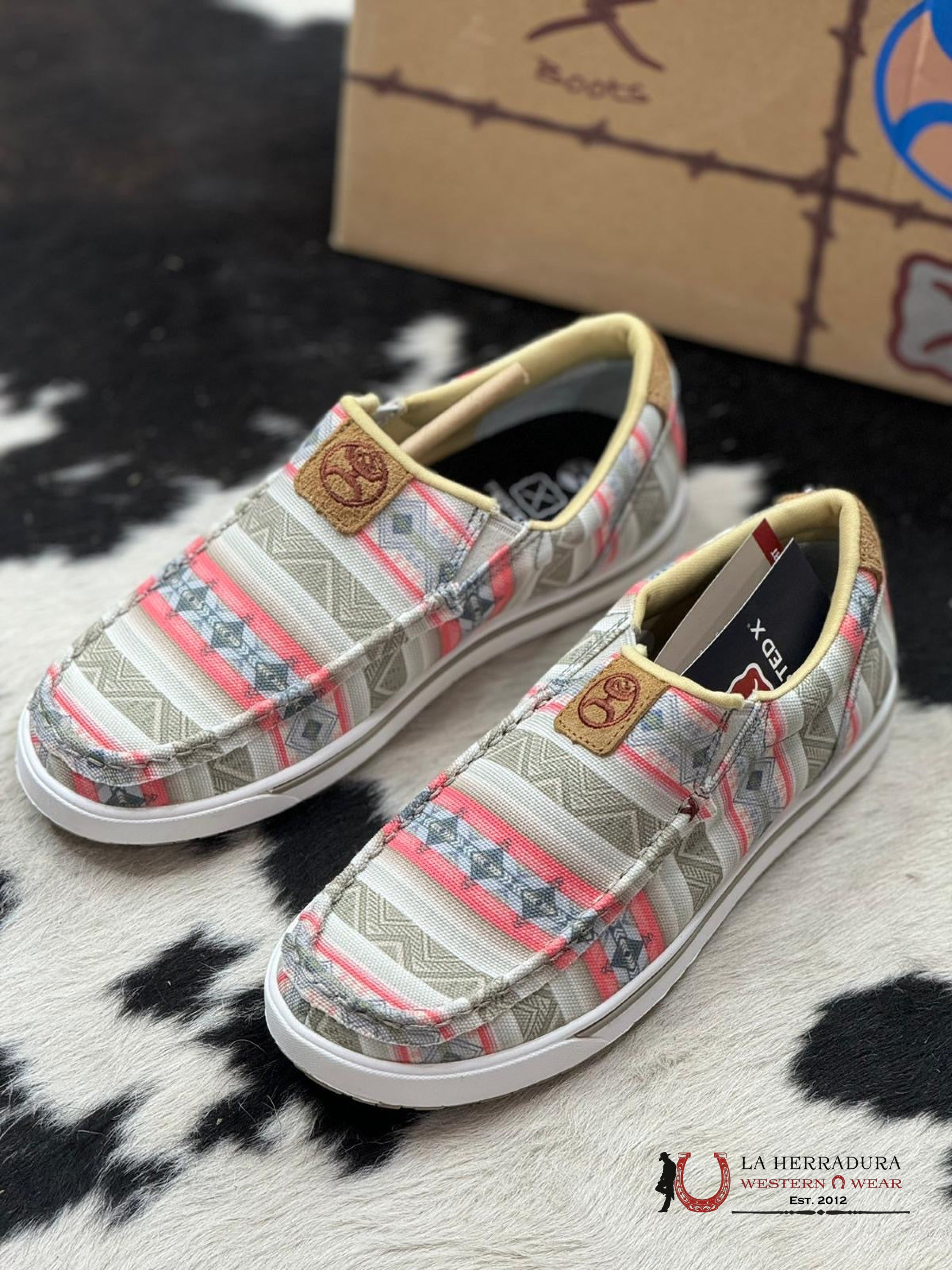 Zapatos Twisted X Hooey Slip On Loper Pink Multi Mujeres