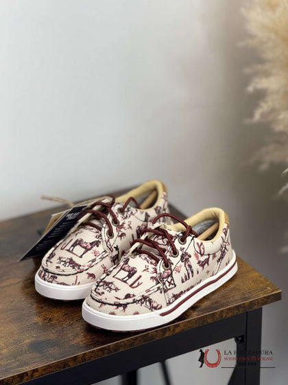 TWISTED X KIDS KICKS MAROON & IVORY -YCA0013