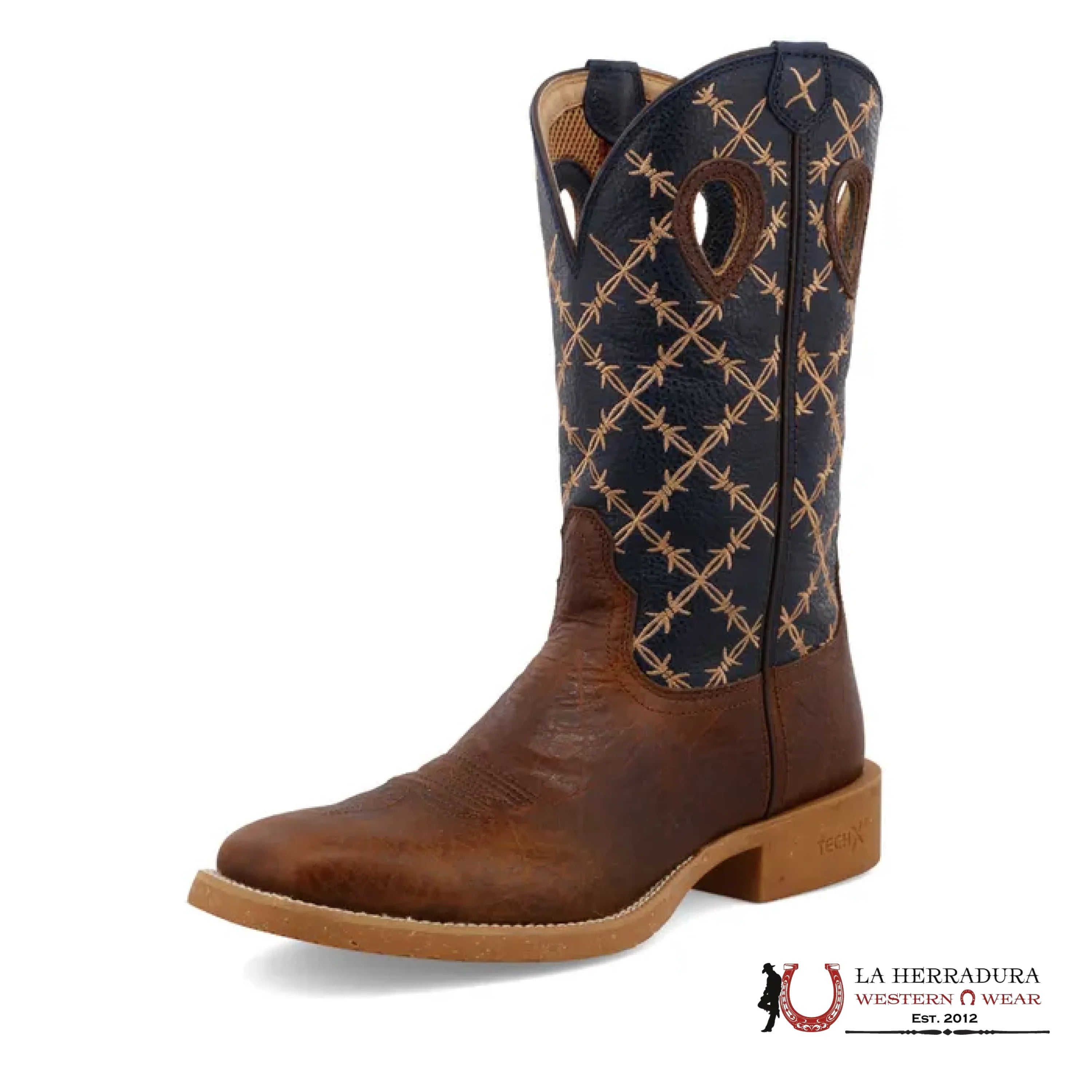 TWISTED X MENS BOOTS RUSTIC BROWN & NAVY MXTR004