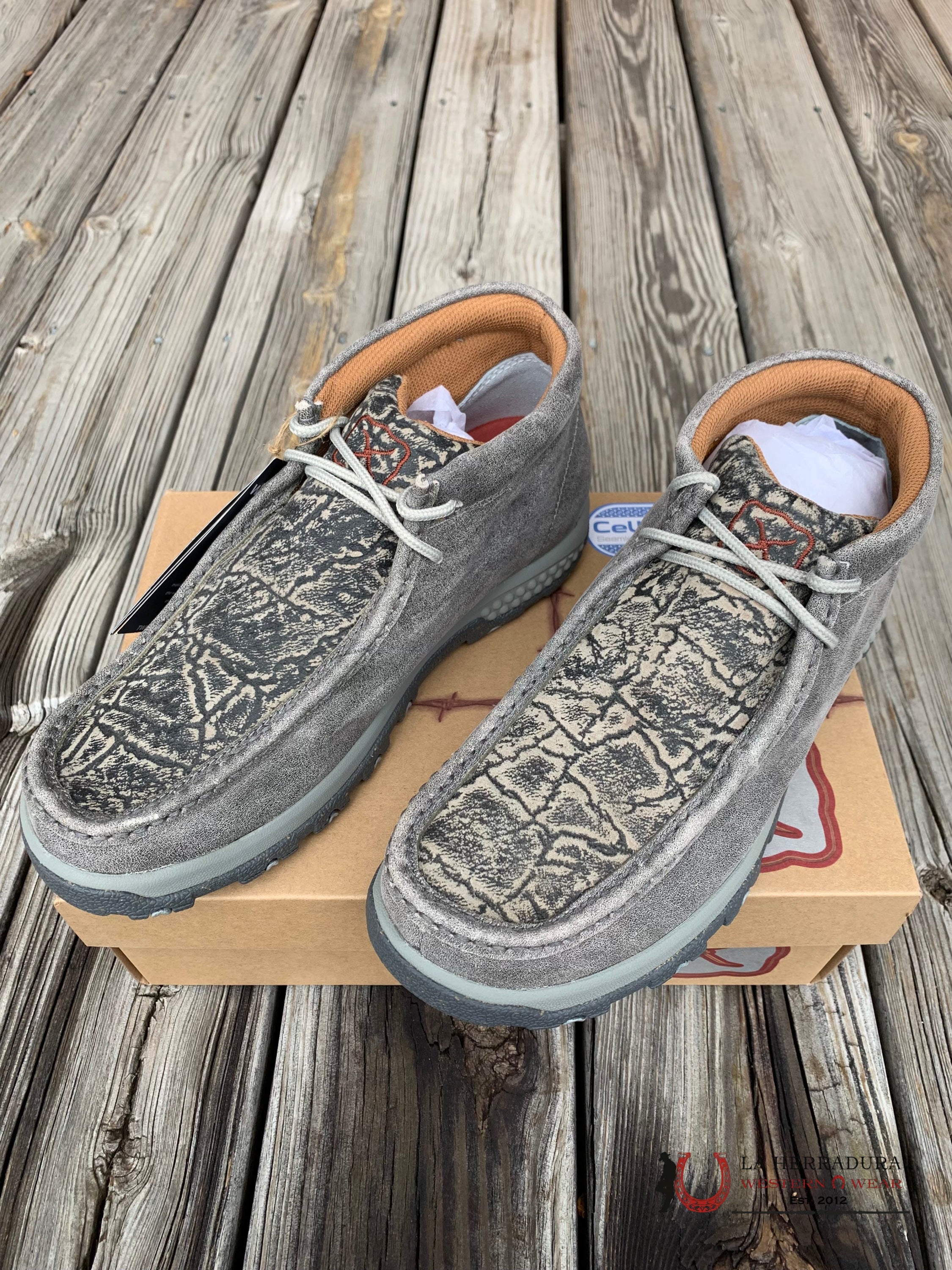 Twisted X Mens Chukka Driving Moc Grey & Elephant Casual Shoes Zapatos Hombres