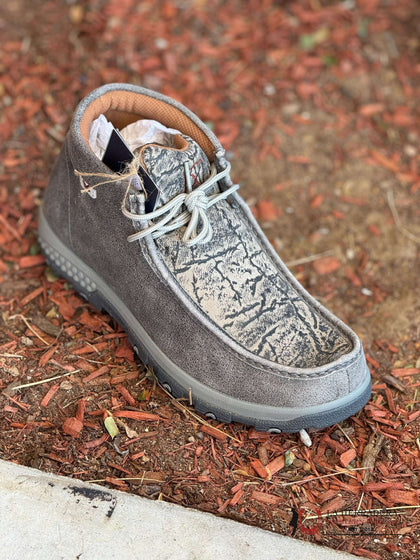 TWISTED X MENS CHUKKA DRIVING MOC GREY & GREY ELEPHANT CASUAL SHOES MXC0017