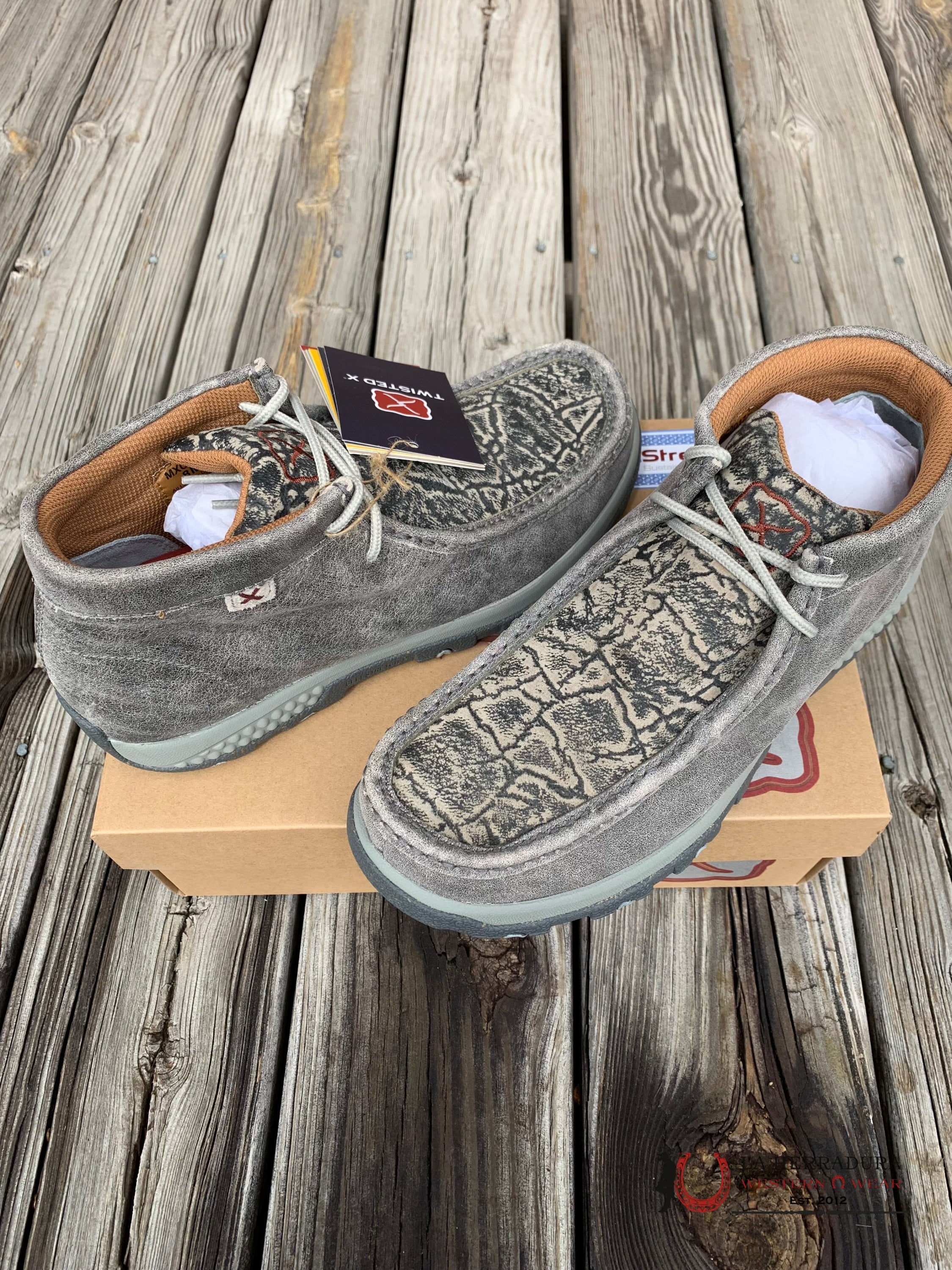 Twisted X Mens Chukka Driving Moc Grey & Elephant Casual Shoes Zapatos Hombres