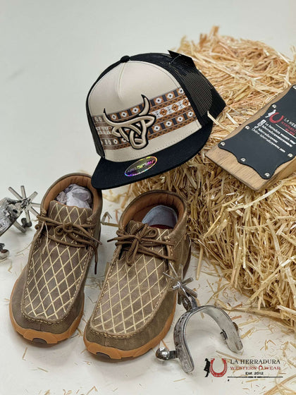 ZAPATILLAS INFORMALES TWISTED X DE HOMBRE PARA CONDUCIR, ESTILO MOCASÍN, COLOR BOMBER CON PESPUNTES DORADOS MDM0076