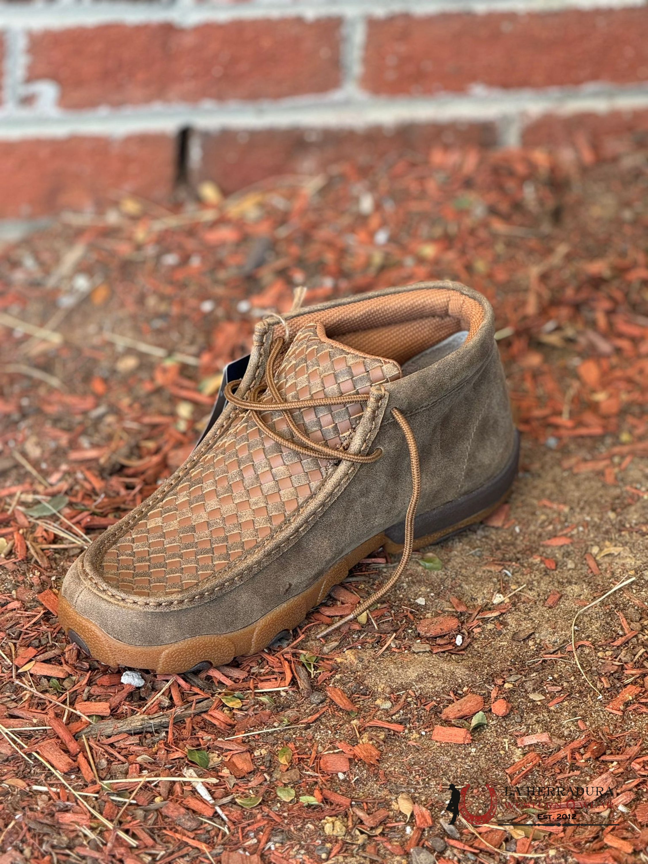 Twisted X Mens Driving Moc Bomber/Tan Tejido Casual Shoe Zapatos Hombres