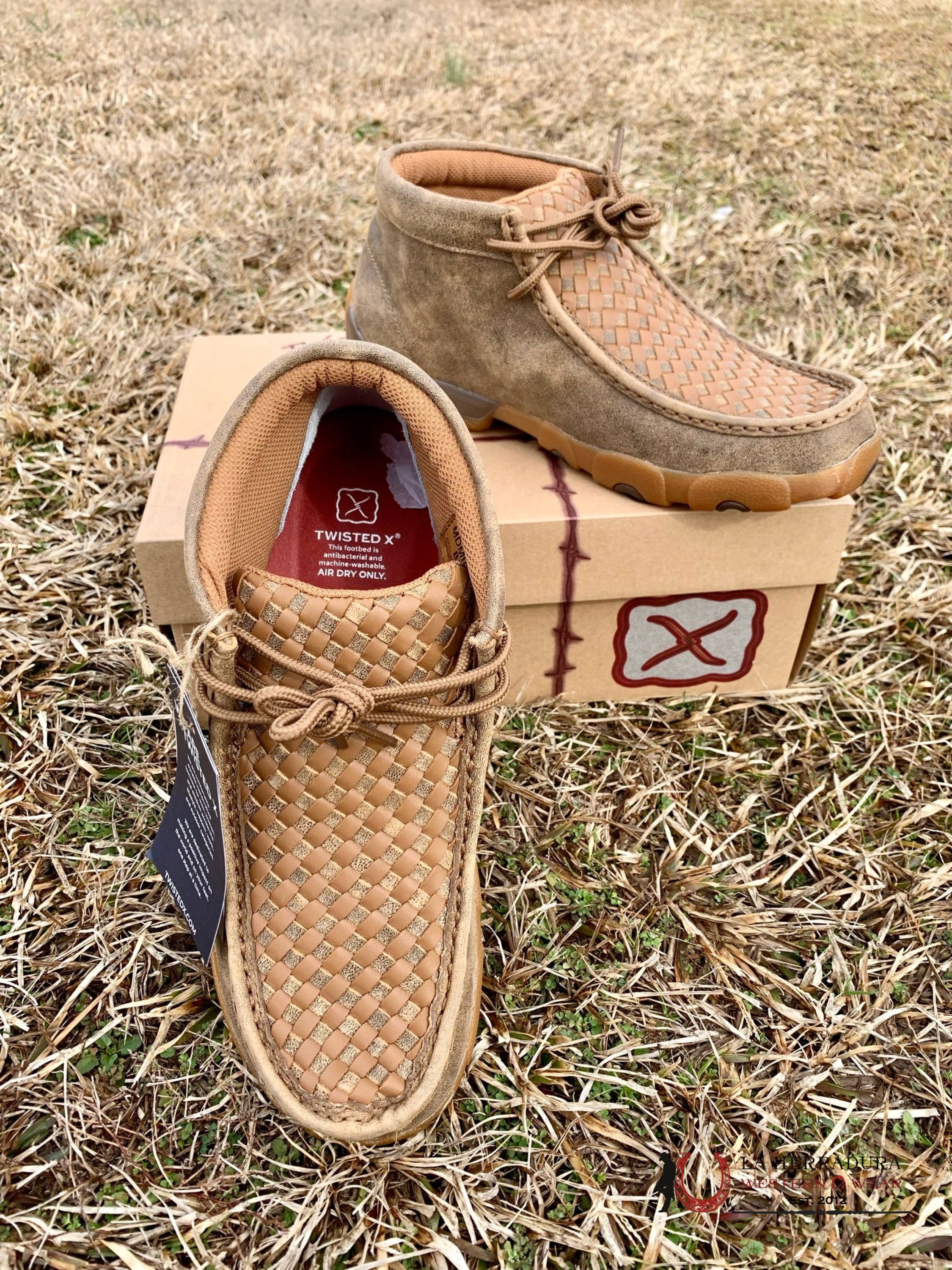 Twisted X Mens Driving Moc Bomber/Tan Tejido Casual Shoe Zapatos Hombres