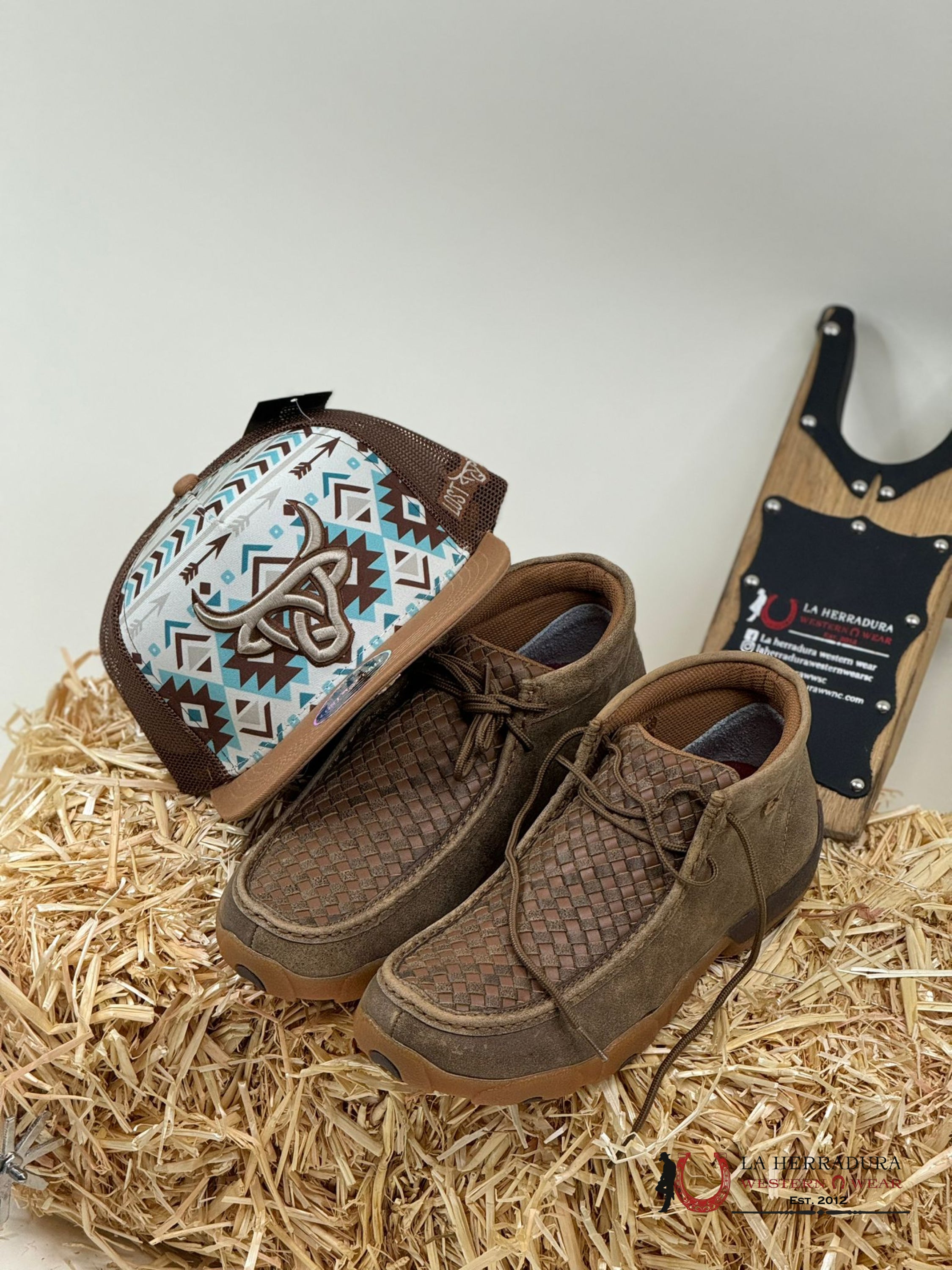 Twisted X Mens Driving Moc Bomber/Tan Tejido Casual Shoe Zapatos Hombres