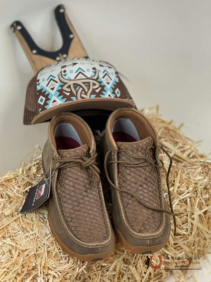 TWISTED X ZAPATOS INFORMALES TEJIDOS BOMBER/TAN MOCASÍN DE CONDUCIR PARA HOMBRE MDM0033