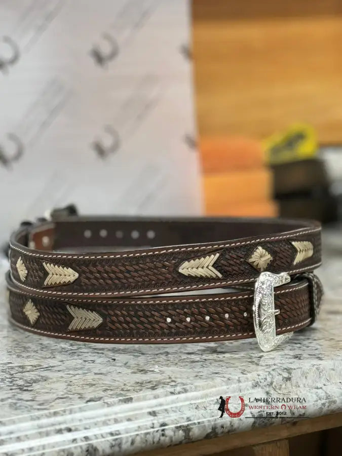 Twisted X Tooled Thread Brown Belt Cinturones Hombres