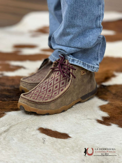 TWISTED X WOMENS DRIVING MOC BOMBER MAHOGANY CASUAL SHOE -WDM0071